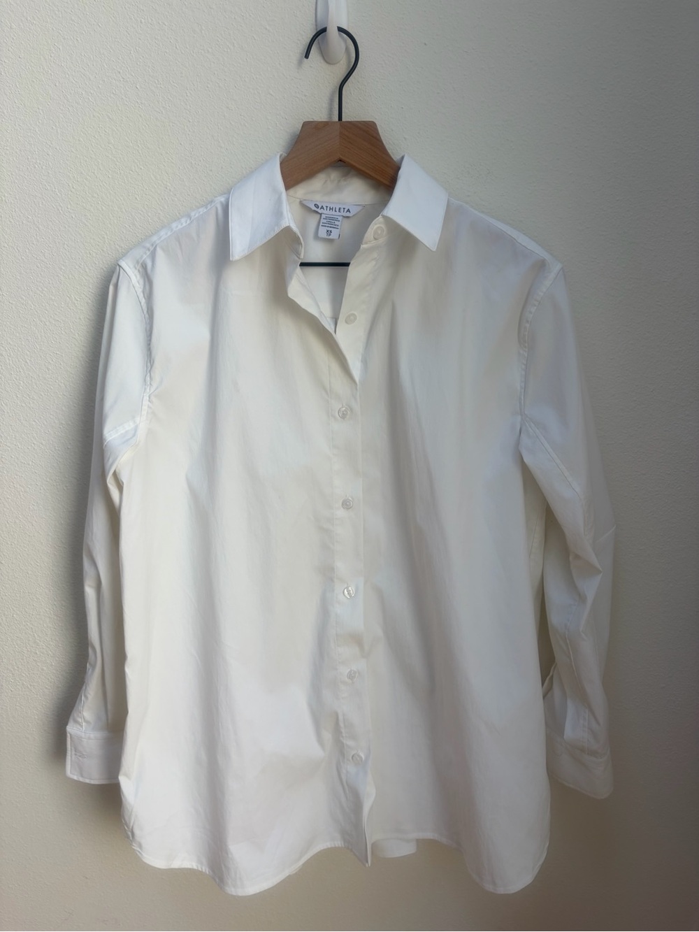 Athleta Oversized Poplin Shirt Collared Long Sleeve Relaxed White Size Small